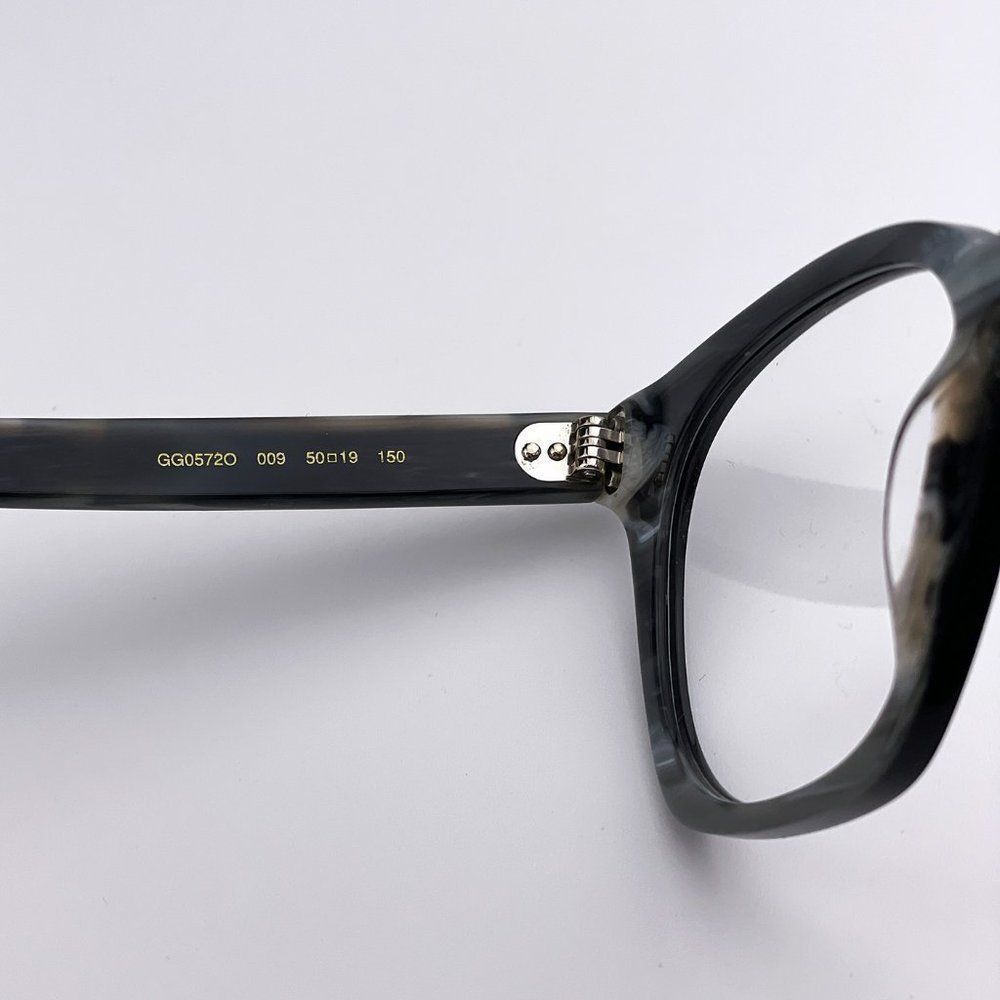 🔥 GUCCI Logo GG0572O 009 Eyeglasses Black Gray Square Unisex - Picture 7 of 11